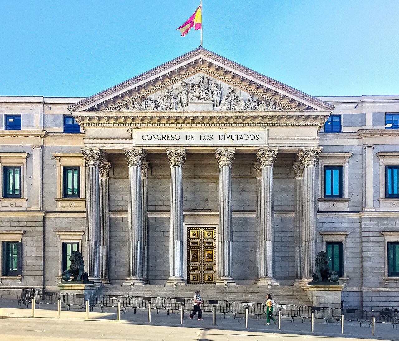 Fachada del Congreso de los Diputados de España, en Madrid.