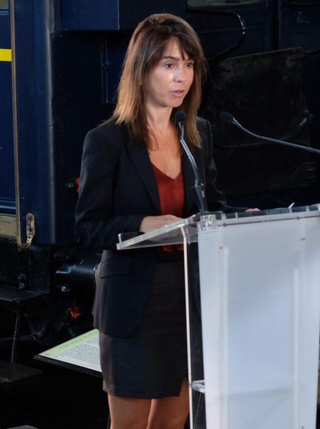 Isabel Pardo de Vera, presidenta de ADIF entre 2018 y 2021, en un acto público en 2018.